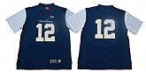 Notre Dame 12 Blue Under Armour College Throwback Football Jersey,baseball caps,new era cap wholesale,wholesale hats